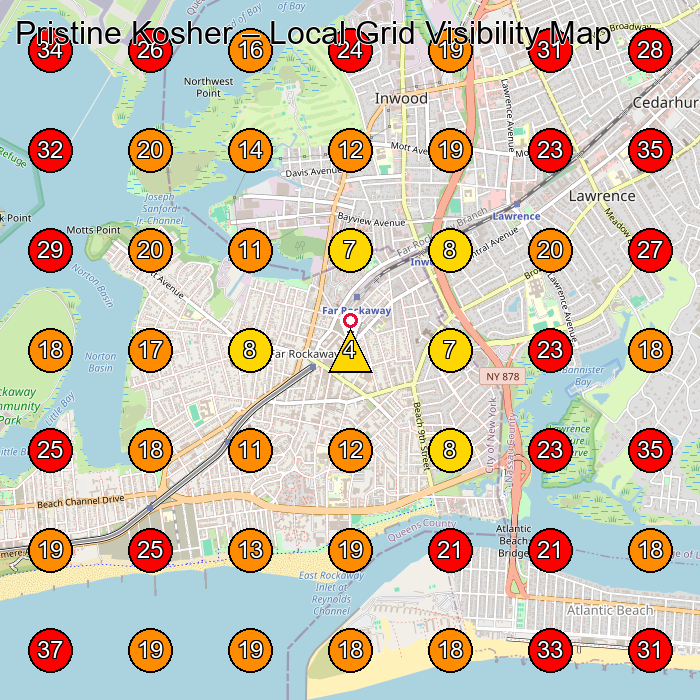 Pristine Kosher GeoGrid visibility map for House Cleaning Service in Far Rockaway